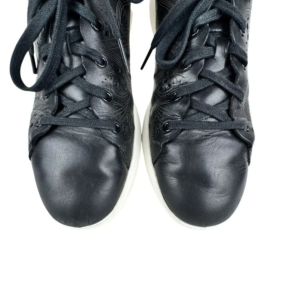 Cole Haan Women Leather Laser Cut Grand Pro Tennis Shoes 9B Black Preppy Comfort